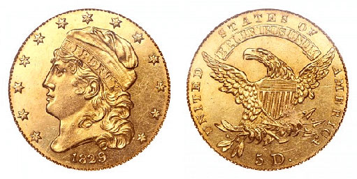 Золотой Полуорел с бюстом 1829 года