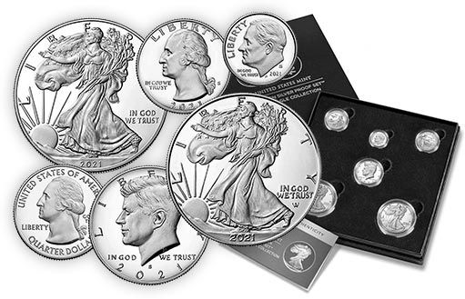 Набор серебряных монет США с Американским орлом