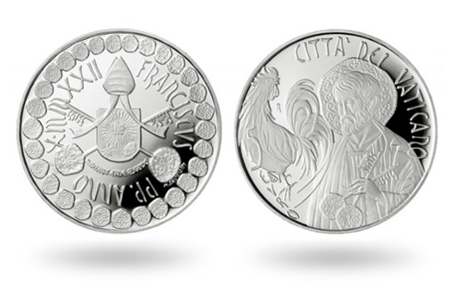 Серебряные монета Ватикана с апостолом