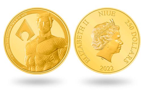 Аквамен на золотых монетах Ниуэ