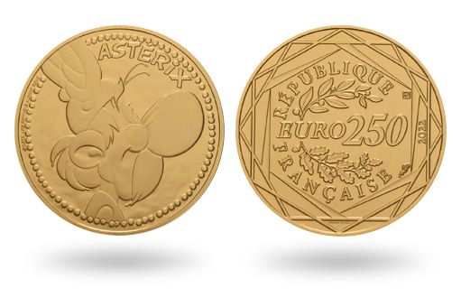 Отважный галл Астерикс на золотых французских монетах