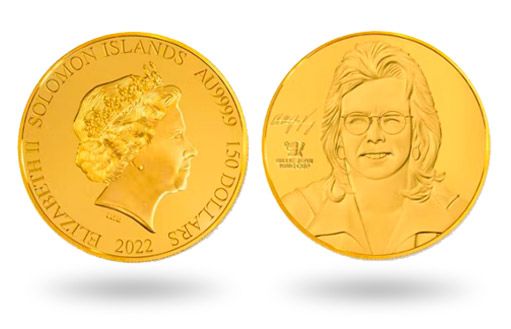 Билли Джин Кинг на золотых монетах Соломоновых Островов