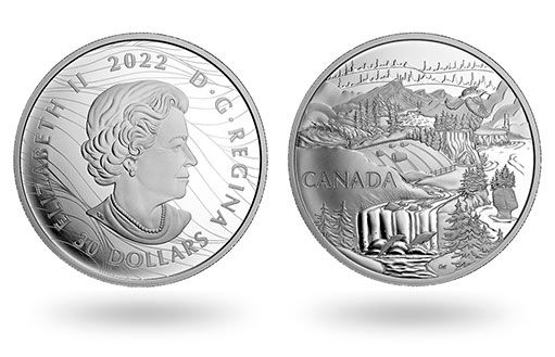 пейзажи Канады на серебряных монетах