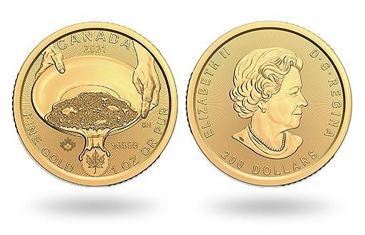 Золотая лихорадка изображена на золотой монете Канады