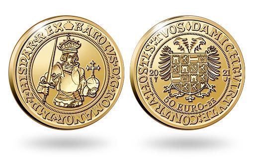 Монетный двор Бельгии подготовил монету из золота к 500-летнему юбилею знаменитого гульдена Карла V