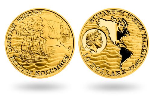 Колумб на золотых монетах Ниуэ