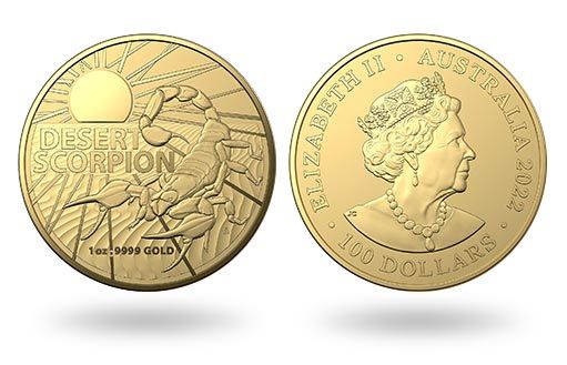 Австралией выпущены золотые инвестиционные монеты с пустынным скорпионом