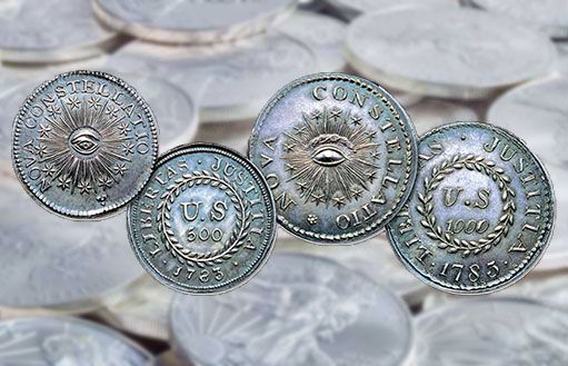 в 1783 году была отчеканена замечательная группа монет с невероятным дизайном