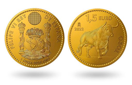 Золотые инвестиционные монеты Испании с быком