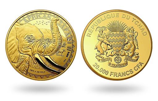 Республика Чад выпустила монеты из золота со слоном