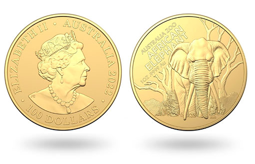 слон на золотых монетах Австралии