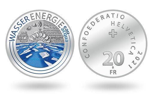 Гидроэлектростанция на серебряных монетах Швейцарии
