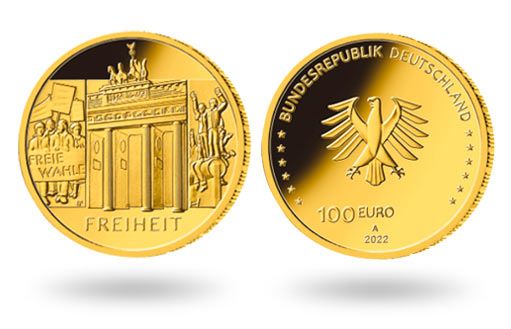 Бранденбургские ворота на золотых монетах Германии