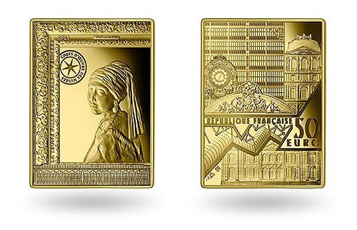 Французские золотые монеты в честь произведения Яна Вермеера
