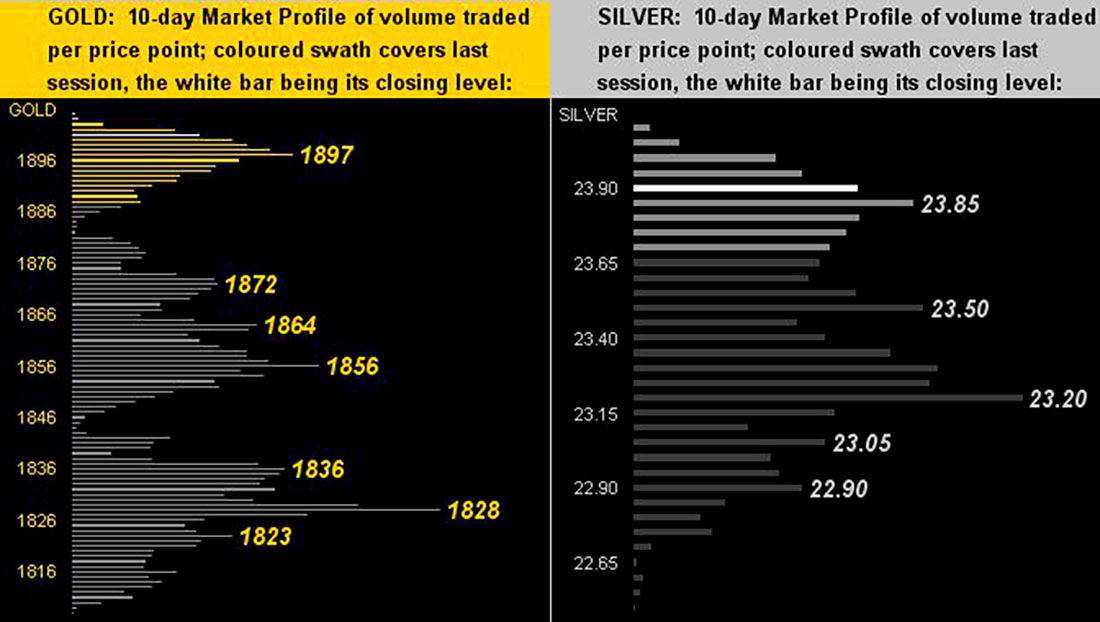 10-дневные профили рынка золота и серебра