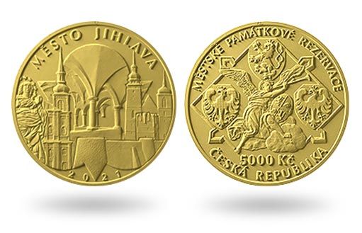 Заповедный памятник на золотых монетах Чехии