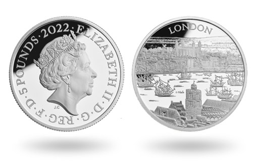 Лондон изображен на серебряных монетах Великобритании