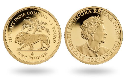 Золотые монеты Острова Святой Елены в честь индийской печати
