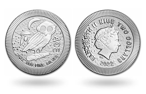 Серебряная инвестиционная монета Сова Афины