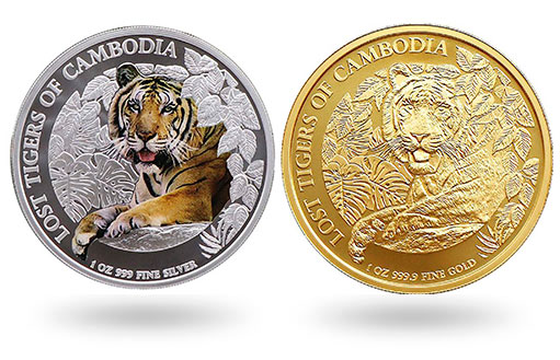 Тигр на серебряных монетах