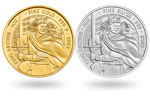 Золотые и серебряные монеты с Королем Артуром