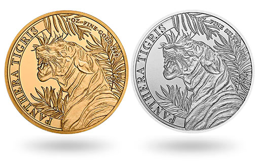 Золотые и серебряные монеты с Тигром
