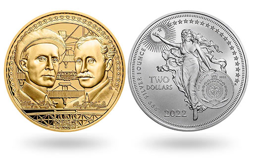 Золотые и серебряные монеты с братьями Райт
