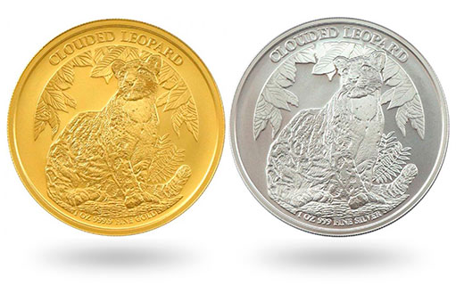 Серебряные и золотые монеты с леопардом