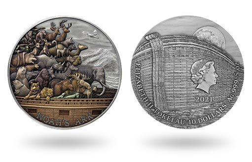 Серебряная монета Токелау с легендой о Ное и его Ковчеге
