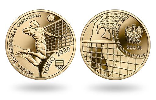 Польские памятные монеты из золота в честь сборной по волейболу в Олимпийских играх