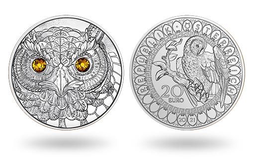 Сова на серебряных монетах Австрии