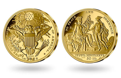 Французские золотые монеты отображают историю независимости Соединенных Штатов