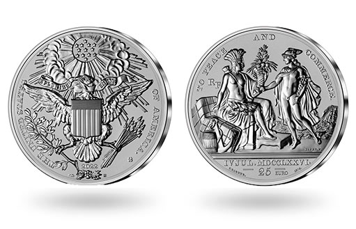 Независимость США на монетах из серебра отчеканены во Франции