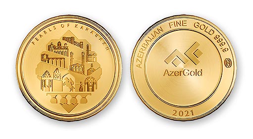 Жемчужины Карабаха на золотой монете Азербайджана