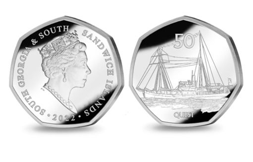 Южная Георгия посвятила серебряные монеты судну Квест