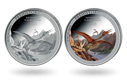 Гигантская летающая рептилия на серебряных монетах Конго