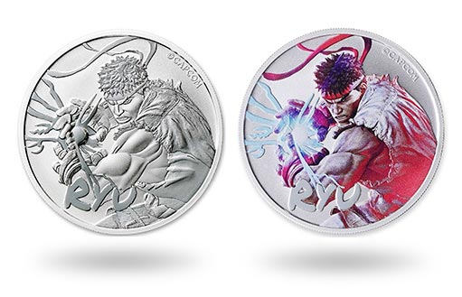 серебряные монеты с персонажем Street Fighter