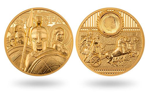 Острова Кука представили золотые монеты со спартанцами