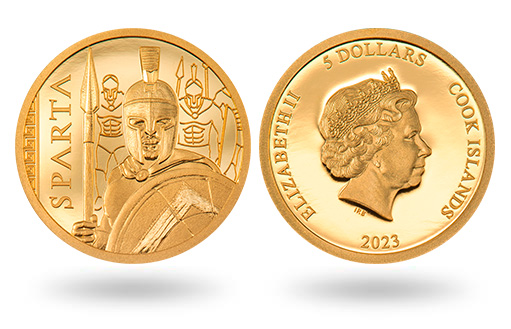 Золотые монеты Островов Кука в честь Спарты
