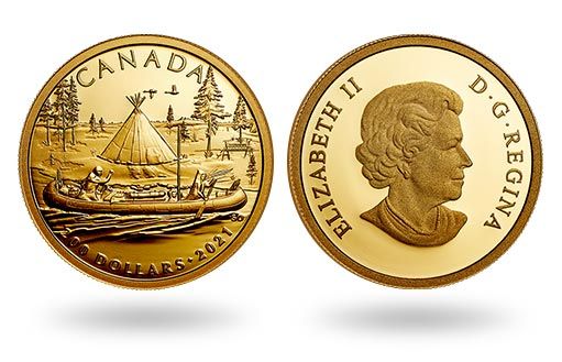 Канадские памятные золотые монеты, посвященные пушному промыслу