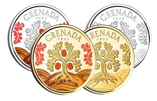 грецкий орех на монетах для инвестиций острова Гренада