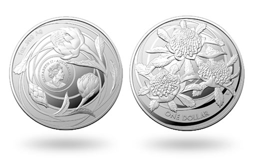 инвестиционная монета Австралии из серебра с полевыми цветами