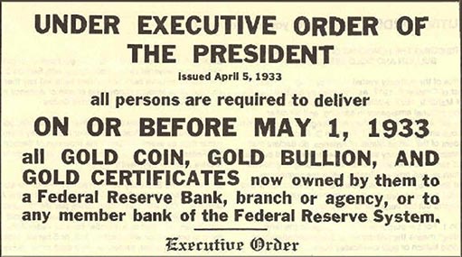 фрагмент по указу президента Франклина Д. Рузвельта № 6102