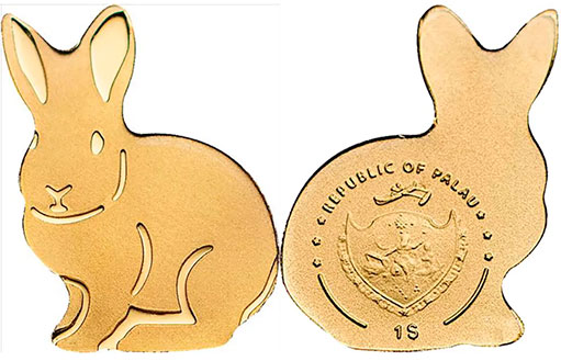 Кролик на золотых монетах Палау