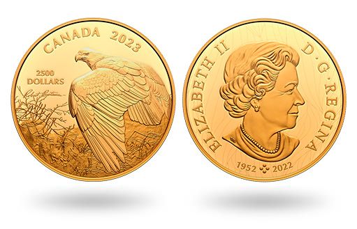 Золотые монеты Канады с орлом