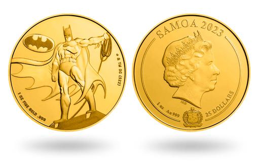 Золотые монеты Самоа с бэтменом