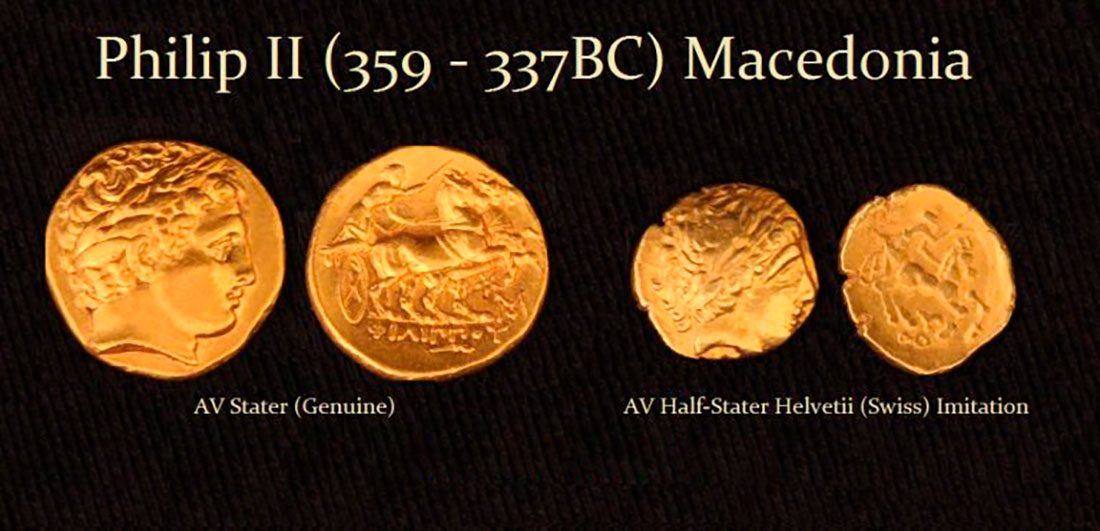 Золотые монеты Филиппа II и их швейцарская имитация