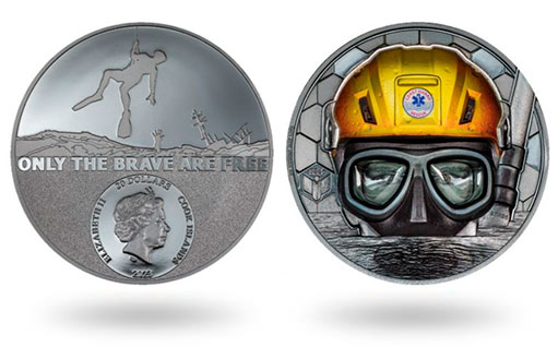Золотые и серебряные монеты Островов Кука в честь береговой охраны