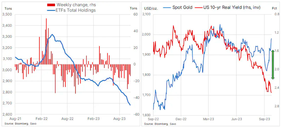 Динамика цены золота и активов в золотых ETF