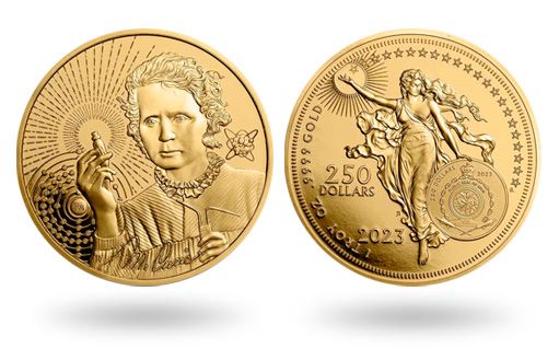 Золотые монеты Ниуэ в честь Марии Кюри